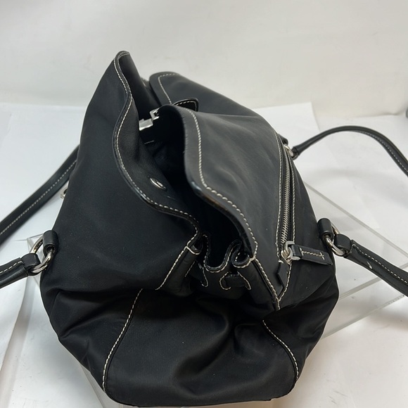 Prada Black Tessuto Nylon Cervo Leather Antic Easy Flap Shoulder Bag - Picture 9 of 16